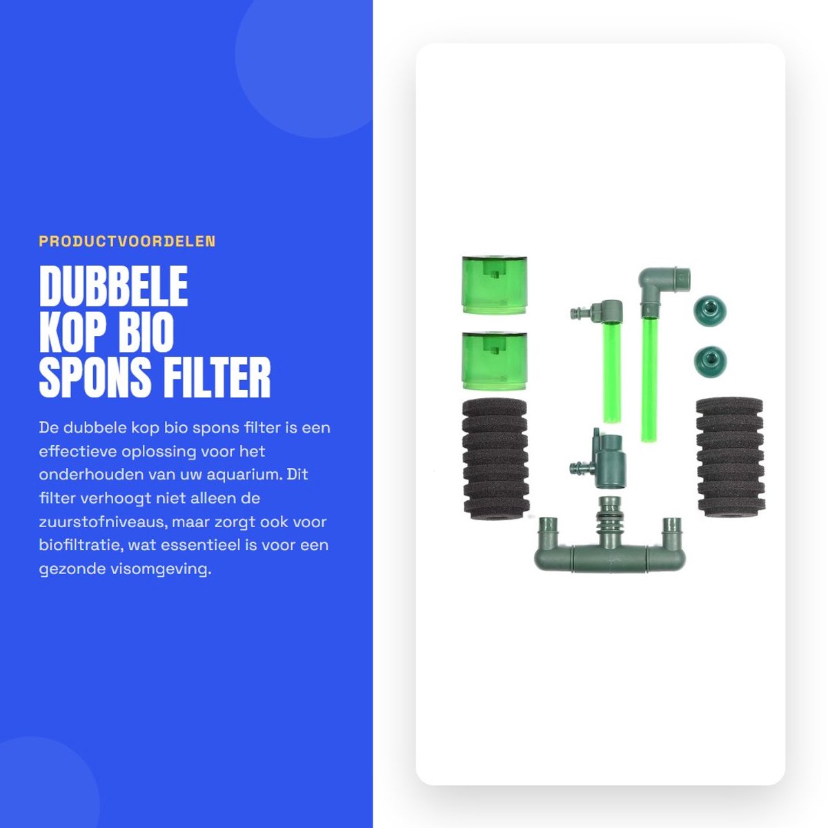 Dailygoods- Aquariumfilter Dubbel - Bio Sponsfilter - Zachte Spons - Effectief Filtermateriaal - Voor Zoet/Zout Water - Verbeterd Zuurstofgehalte - Waterfilter