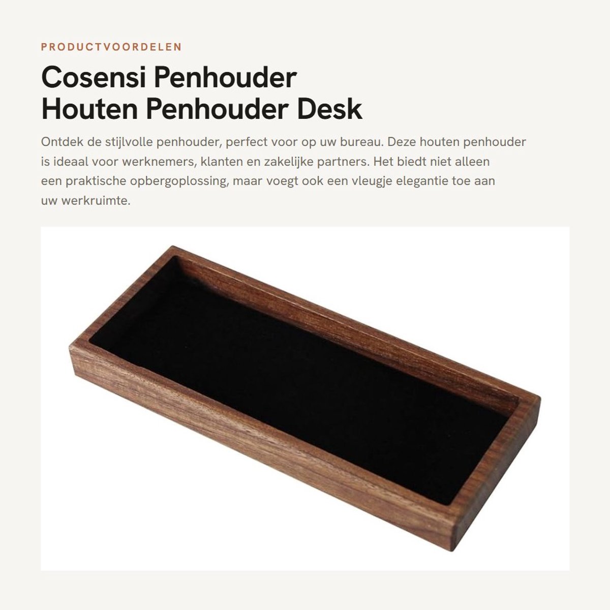 Dailygoods- Pennenhouder Hoogwaardige Walnoot - Bureau Organizer - Pennenbakje - Desk Organizer - Coin Opslagbox - Praktische Opbergruimte 19x8x2 cm - Bureauaccessoire