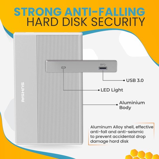 Externe Harde Schijf - Draagbare Opslag - Gegevens Back-uppen - USB 3.0 Snelheid - 1TB - Zilver — afbeelding 2
