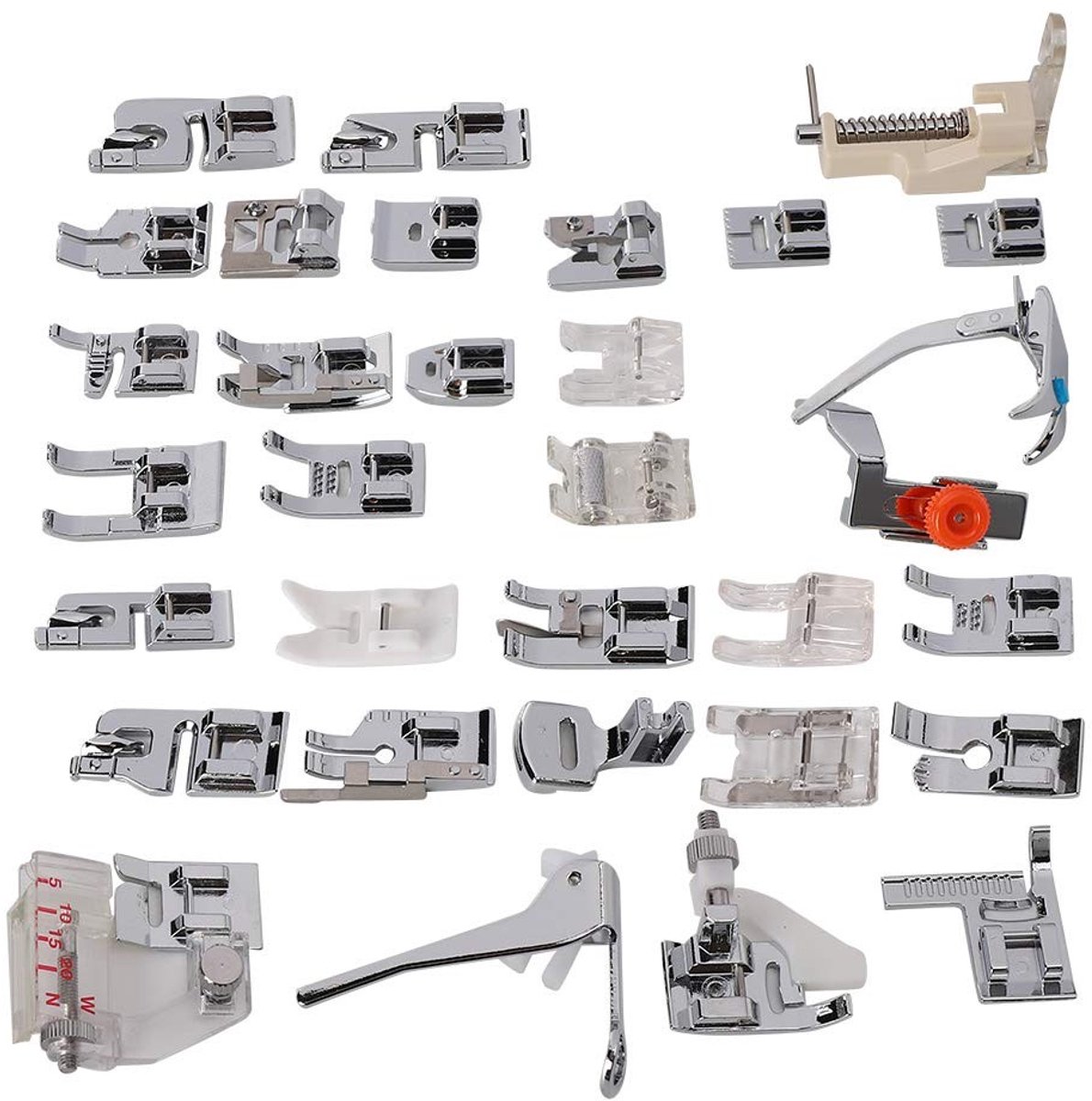 Dailygoods- Naaimachine Voet Set 32 Stuks - Naaivoeten/RVS - Multifunctioneel - Vervangingsset - Duurzaam - Geschikt voor Huishoudelijke Naaimachines - Naaivoet