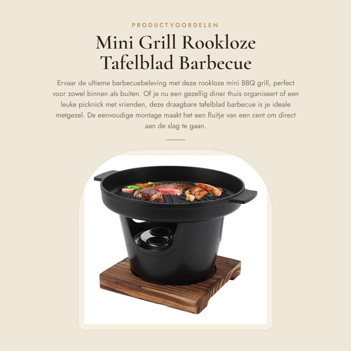 Dailygoods- Barbecue Rookloze Mini Grill - Tafelblad Grill - Draagbare BBQ - Geschikt voor Camping/Picknick - Eenvoudig te Monteren - Milieuvriendelijk