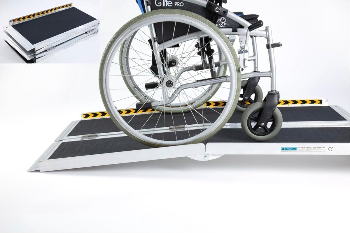Rolstoel Scooter Oprit - Mobiele Oprijplaat - Toegankelijkheid Verbeteren - Splitbaar Ontwerp - 183 cm Lang - Zwart