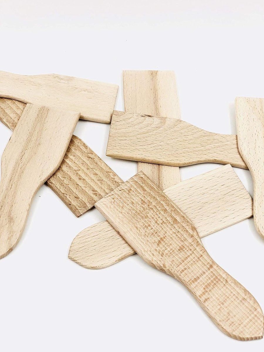 Raclette spatels - Houten spatels - Gezellig tafelen - Handgemaakt in Jura - 8 stuks - Houtkleur