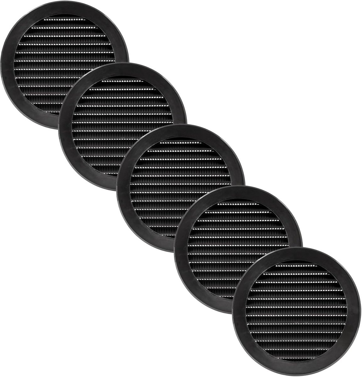 Ventilatieroosters - Lucht Roosters - Ventilatie Verbeteren - Ingebouwd Insectenscherm - 5 Inch Opening - Zwart