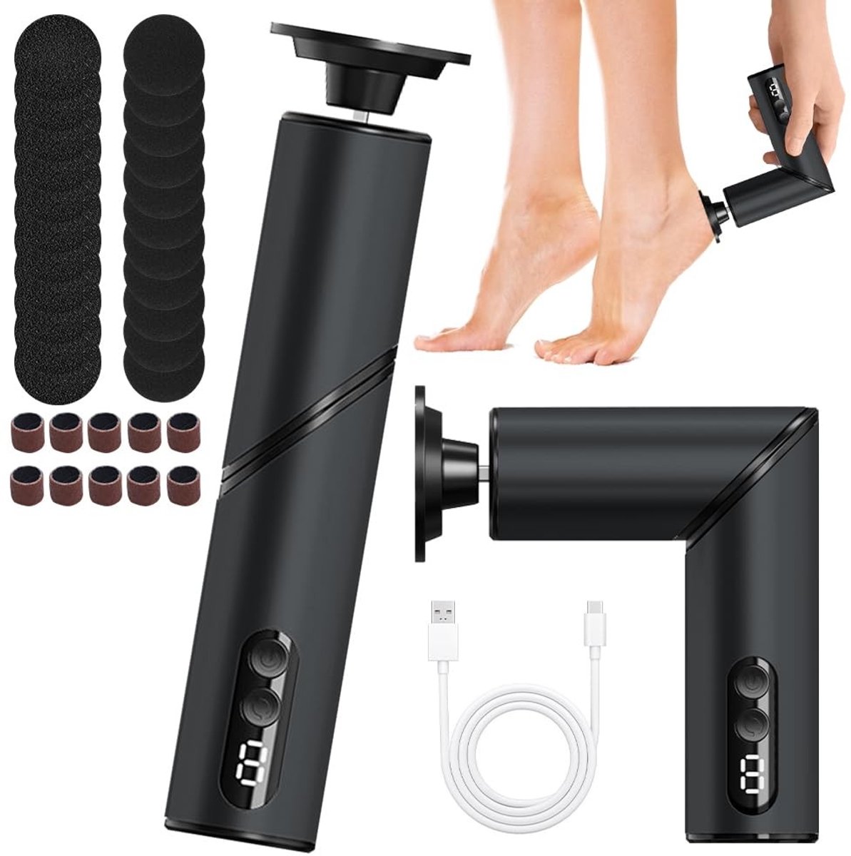 Dailygoods - Draadloze 2-in-1 Eeltverwijderaar en Nagelpolijstmachine met 30 Accessoires