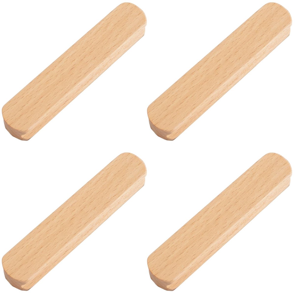 Dailygoods- Meubeltrekken 4 Stuks - Zelfklevende Handgrepen - Houten Knoppen - Effen Houtkleur - 100 x 20 mm - Comfortabel en Onopvallend - Deurknop