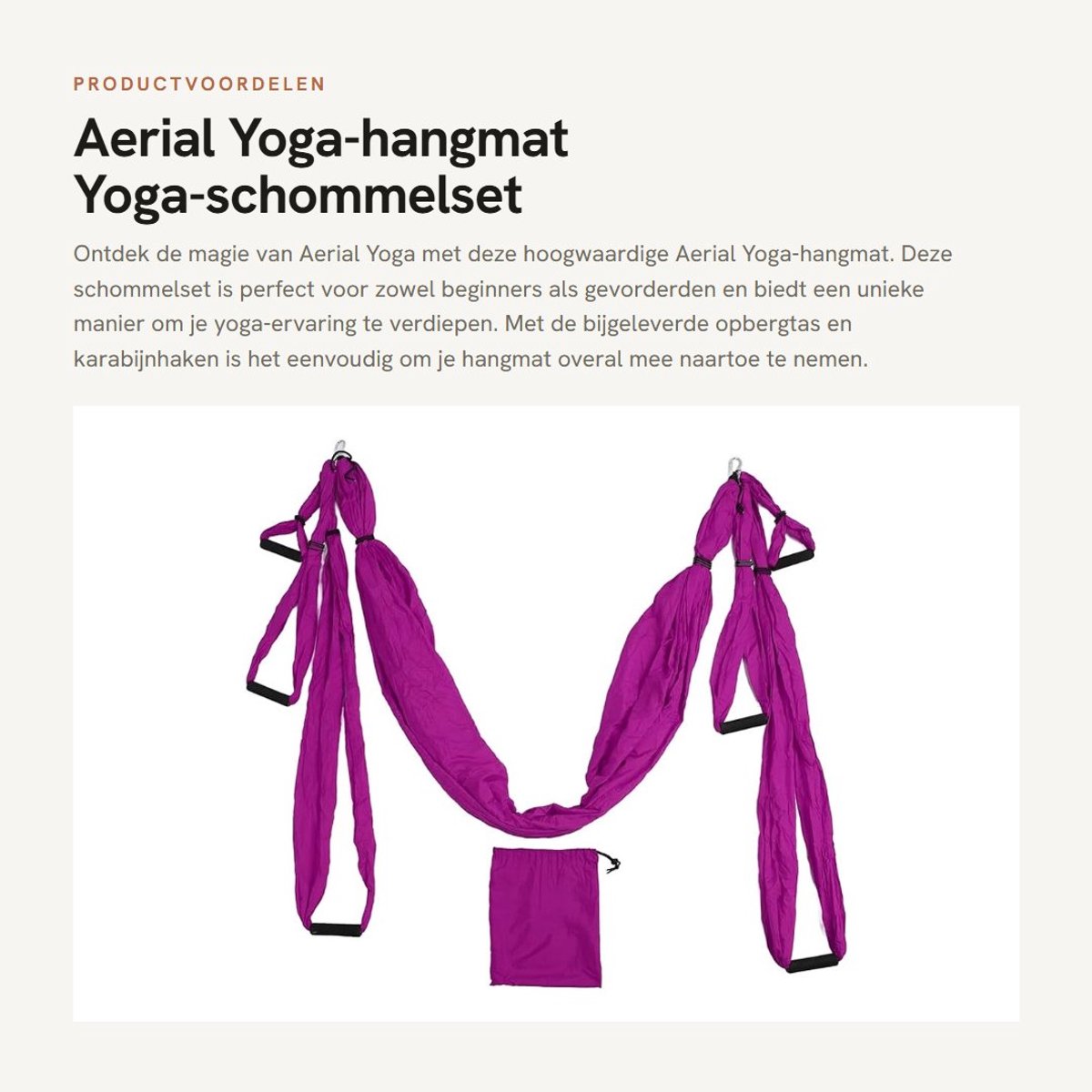 Dailygoods- Aerial Yoga Hangmat - Schommelset met Opbergtas - Karabijnhaken - Gebruikershandleiding - Startset voor Alle Niveaus - Antizwaartekracht Yoga Ervaring - Yoga Swing