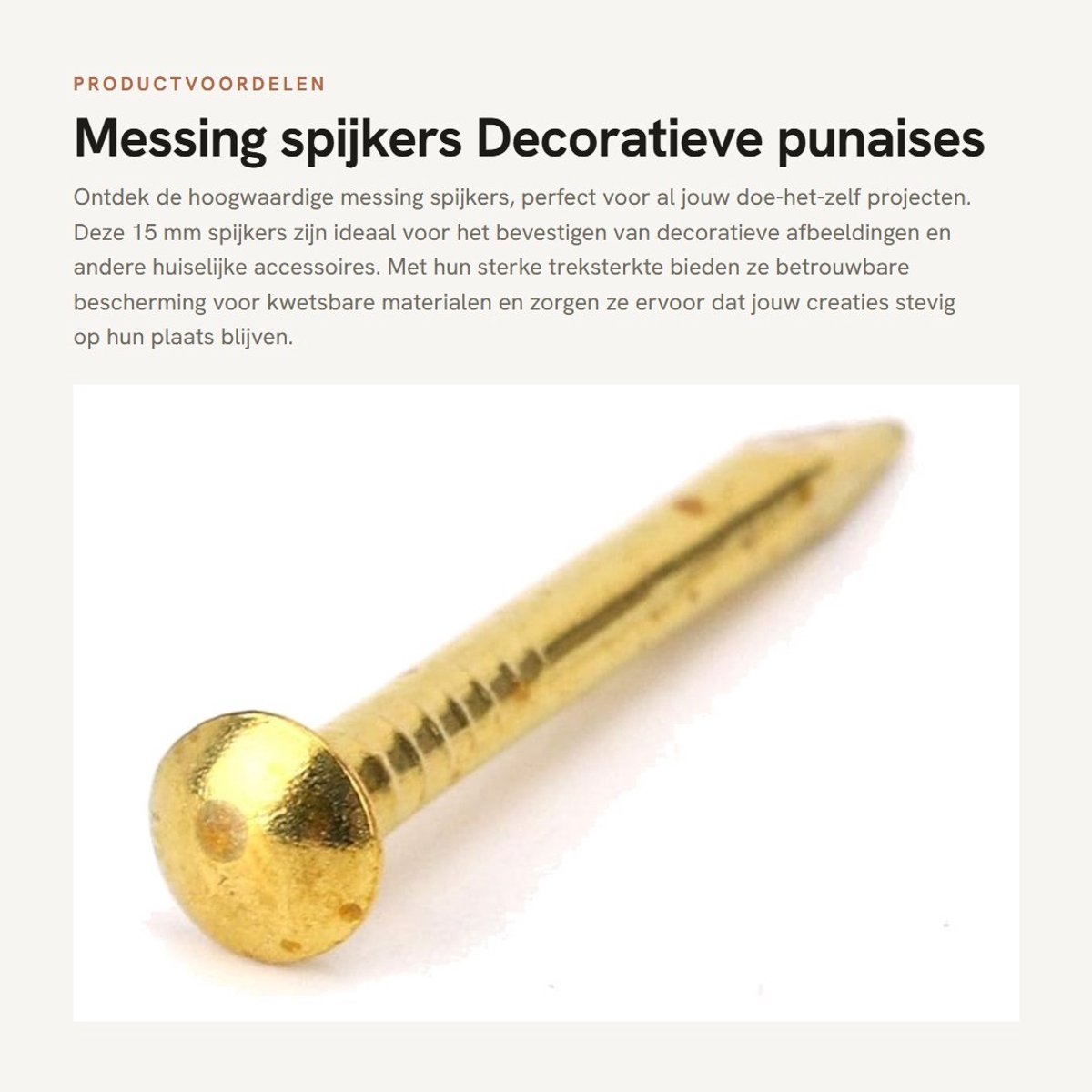 Dailygoods- Messing Spijkers 100 Stuks - Punaises voor Prikbord - Duimspijkers - Decoratieve Spijkers - Houten Accessoires - Sterke Treksterkte