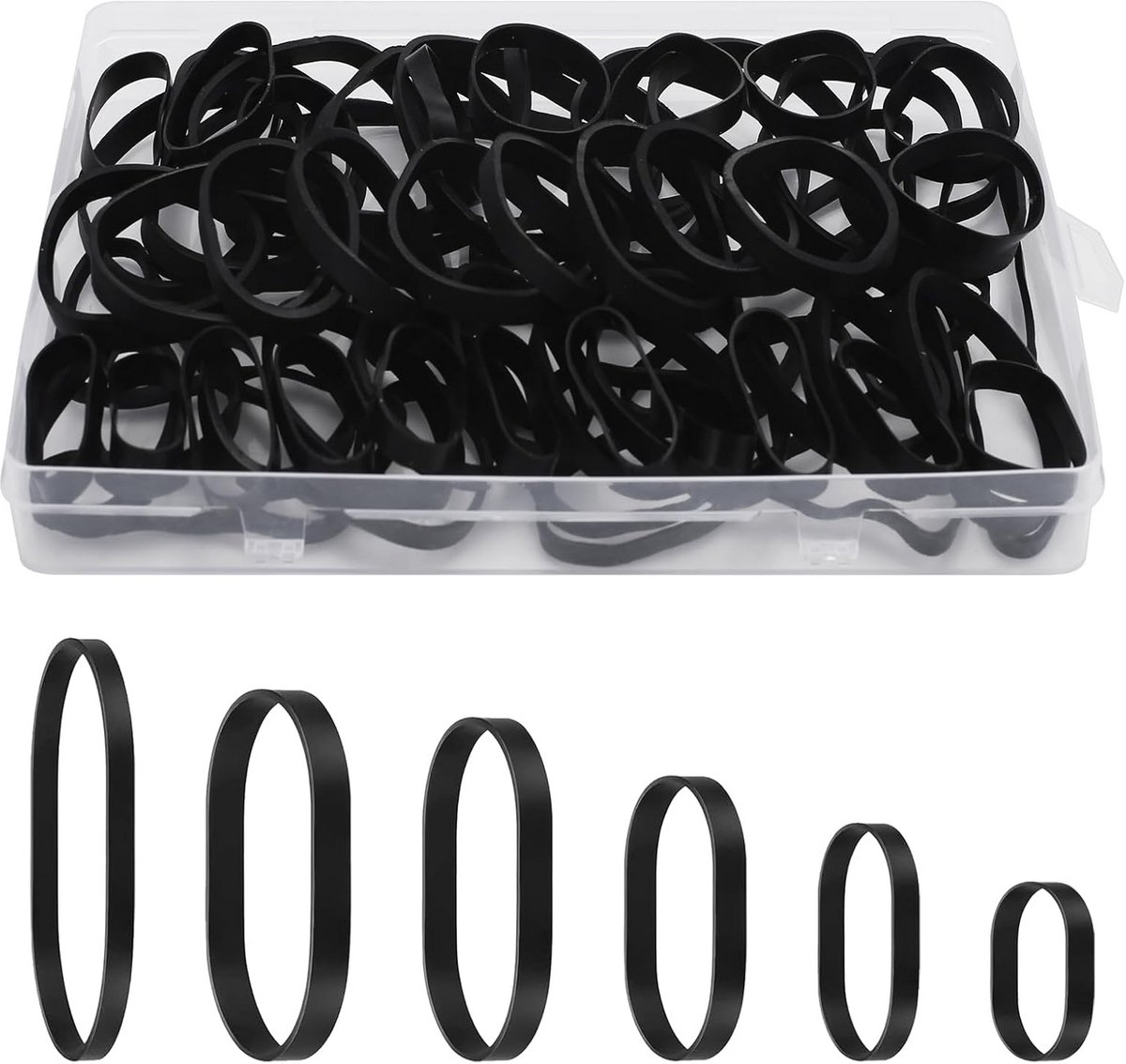 Elastieken Set - Bevestigingsbanden - Organiseren Thuis - 6 Maten - 120 Stuks - Zwart