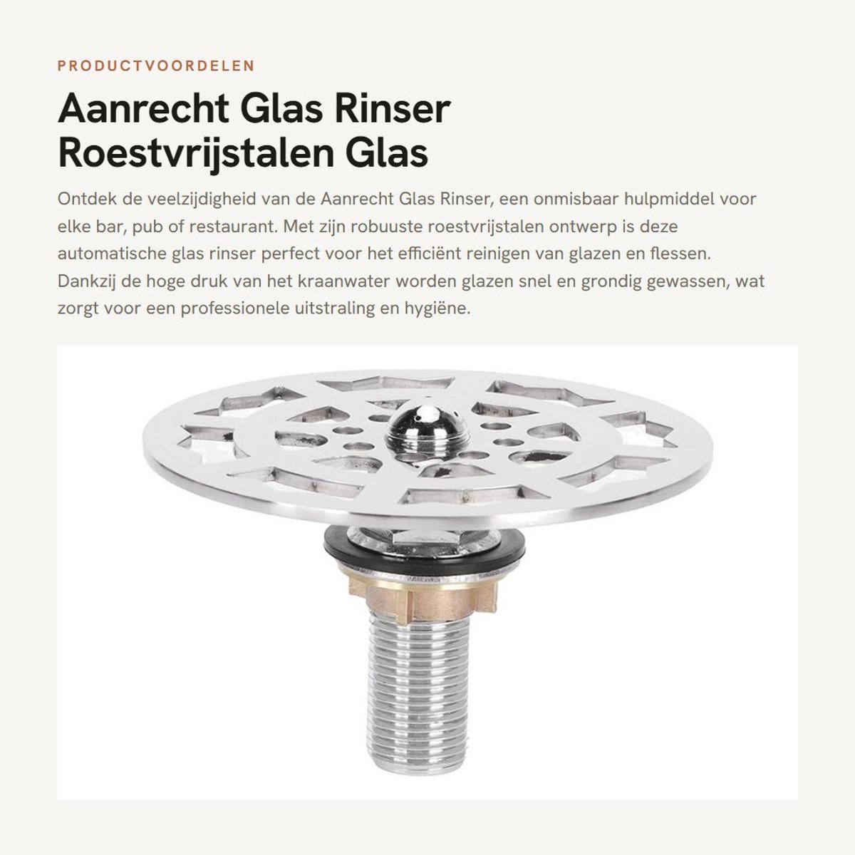 Dailygoods- Glas Rinser Automatisch - Roestvrijstalen Flessenspoeler - Aanrecht Accessoire - Duurzaam - Eenvoudig te Gebruiken - Snelle Reiniging - Bekerreiniger