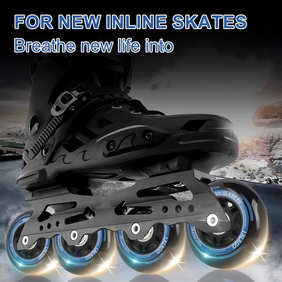 Schoenwielen Set - Inline skate wielen - Sportief rijden - ABEC 9 lagers - 80mm 8 stuks - Zwart