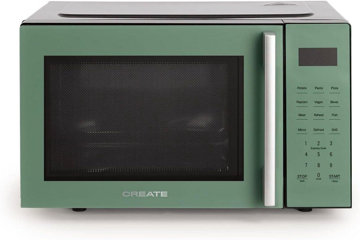 Magnetron met Grill - Oven Functie - Snel Koken - 8 Automatische Programma's - 23 Liter - Groen