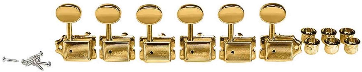 Boston 62-GL machine heads for guitar, 6x left, vintage style, metal buttons, gold