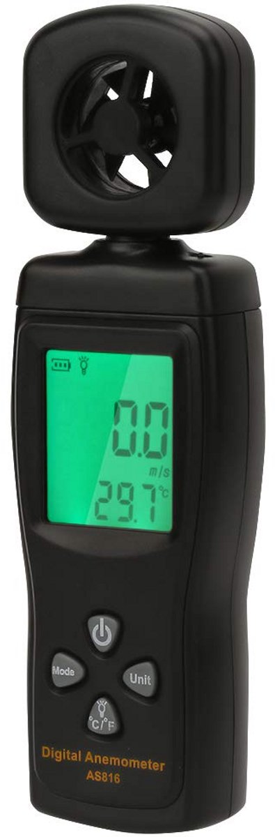 Digitale Windmeter - Weer Sensor - Wind Meten - 2-in-1 Functie - 16.2 cm - Zwart