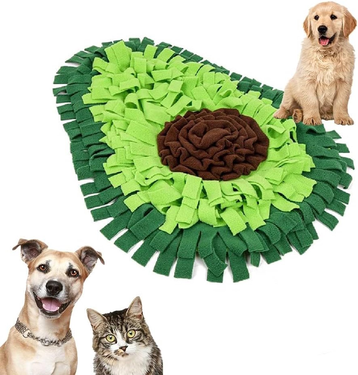 SnelShoppen - Snuffelmat voor Honden, Wasbaar Snuffel Speelgoed, Slimme Snuffelmat voor Dieren, Opvouwbaar en Antislip Avocado Vorm, Geschikt voor Hon