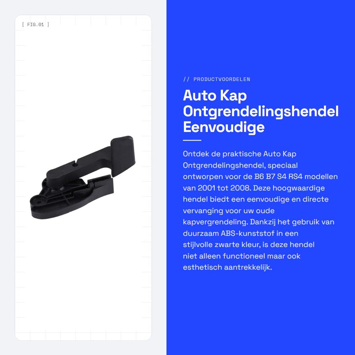 Dailygoods- Ontgrendelingshendel Eenvoudige Installatie - Motorkap Vergrendeling - Aftermarket Vervanging - ABS-Kunststof - OEM 8E1 823 533 B - Professionele Installatie Aanbevolen