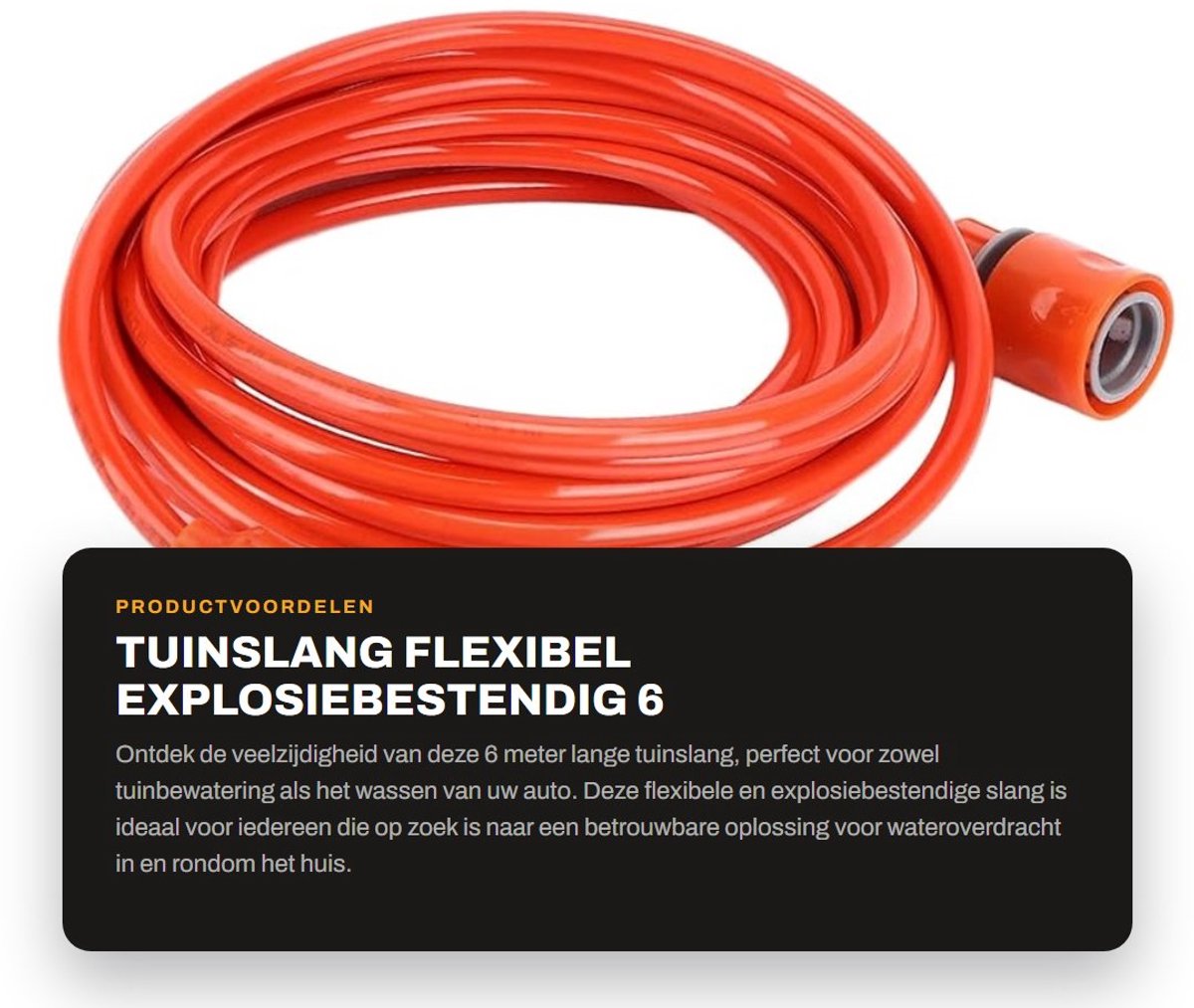Dailygoods- Tuinslang 6 meter - Hoge Druk - Flexibel - Kunststof - Snelkoppeling - Lichtgewicht en Draagbaar - Waterslang