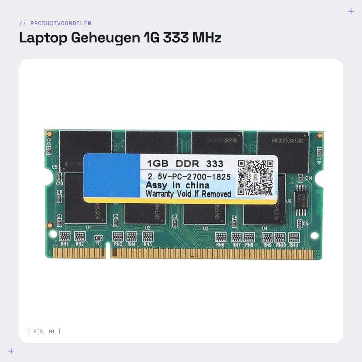 Dailygoods- Laptop Geheugen 1G - DDR Geheugenfrequentie 333 MHz - Volledig Compatibel voor Intel - Notebook - PC-2700 - 200pin