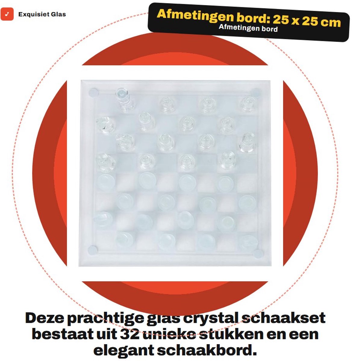 Dailygoods- Schaakset 32 Stuks - Schaakbord 25x25 Cm - Houten Schaakstukken - Reizen/Kamperen - Mat/Soepele Figuren - Duurzaam Materiaal - Schaakspel