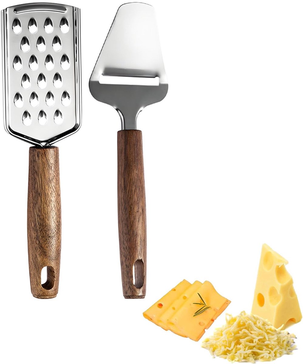 Dailygoods- Kaasschaaf Roestvrij Staal - Kaassnijder - Kaasschraper - Zachte Kaas - Duurzaam Hout - Ophanggat