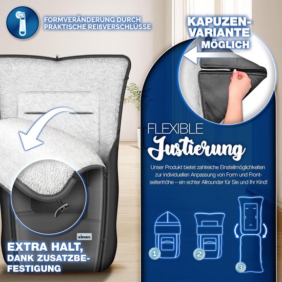 Baby Voetenzak - Winterzak Kinderwagen - Warm en Droog Blijven - Waterafstotend Materiaal - 95x50 cm - Grijs — afbeelding 4