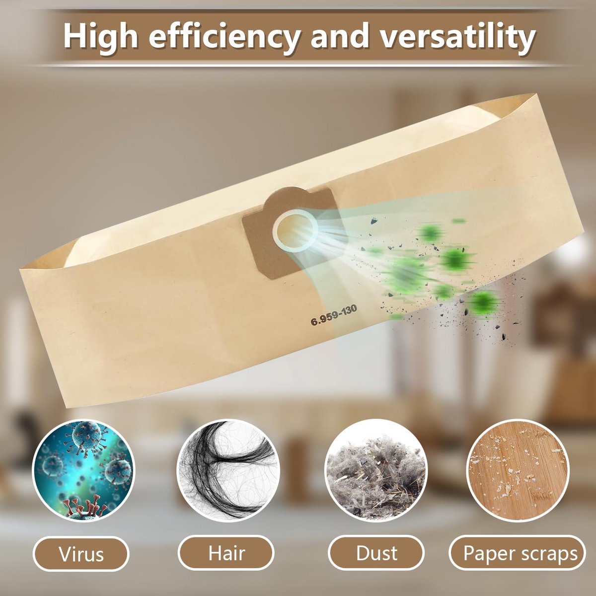 Stofzuigerzakken Papier - Stofzuigerfilters - Schoon Huis - Vochtige en Droge Zuiger - 16 Stuks - Wit