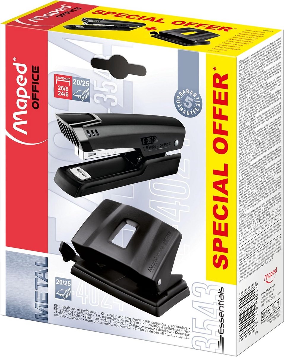 Nietmachine en Perforator - Bureau Set - Papier Verwerken - Gepoedercoat Metaal - 25 Vellen - Zwart