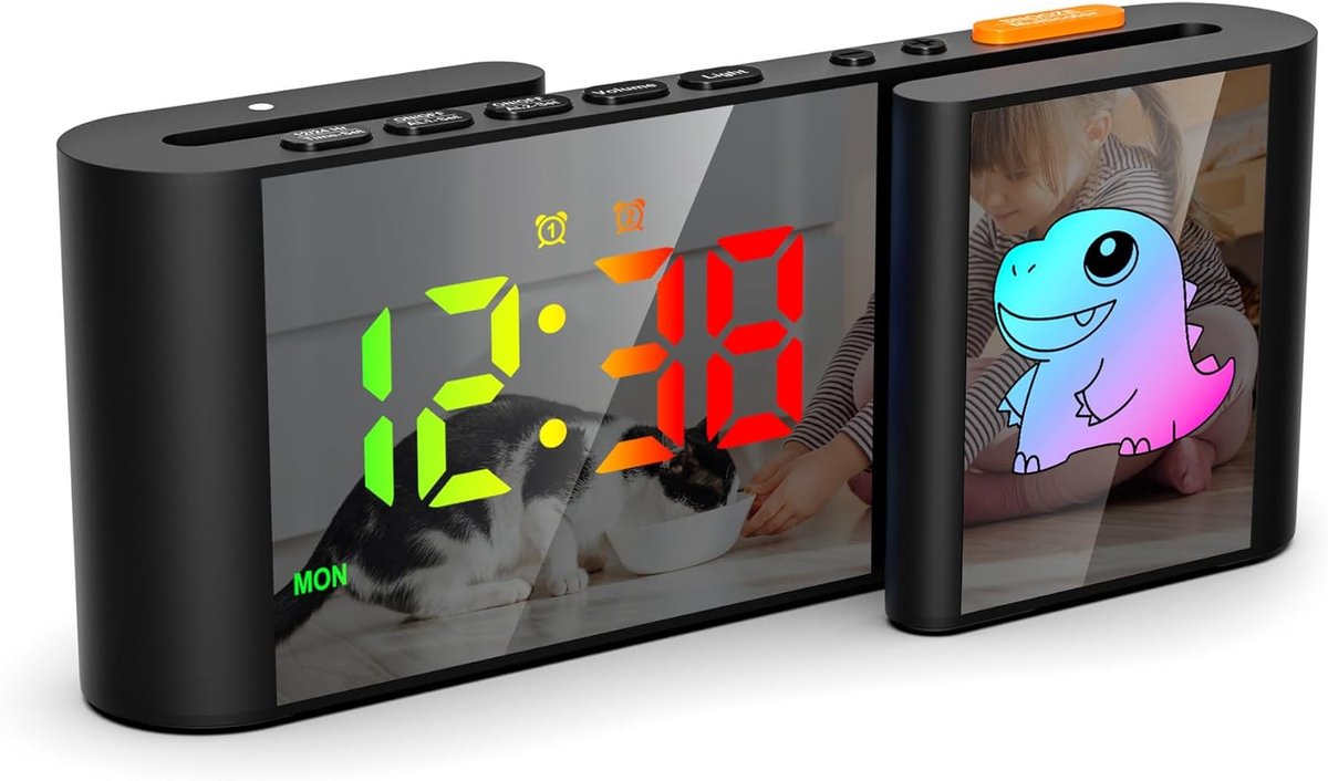 Digitale Wekker - Nachtklok RGB - Wakker Worden - Dubbel Alarm - 18x8 cm - Wit