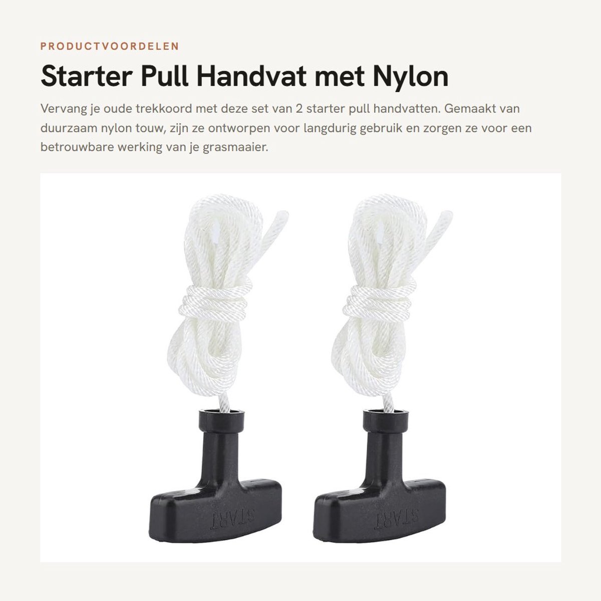 Dailygoods- Starter Handvat 2 Stuks - Trekkoord voor Grasmaaier - Vervangingskoord - Duurzaam Nylon - Kunststof Handgreep - Maximaal Prestaties