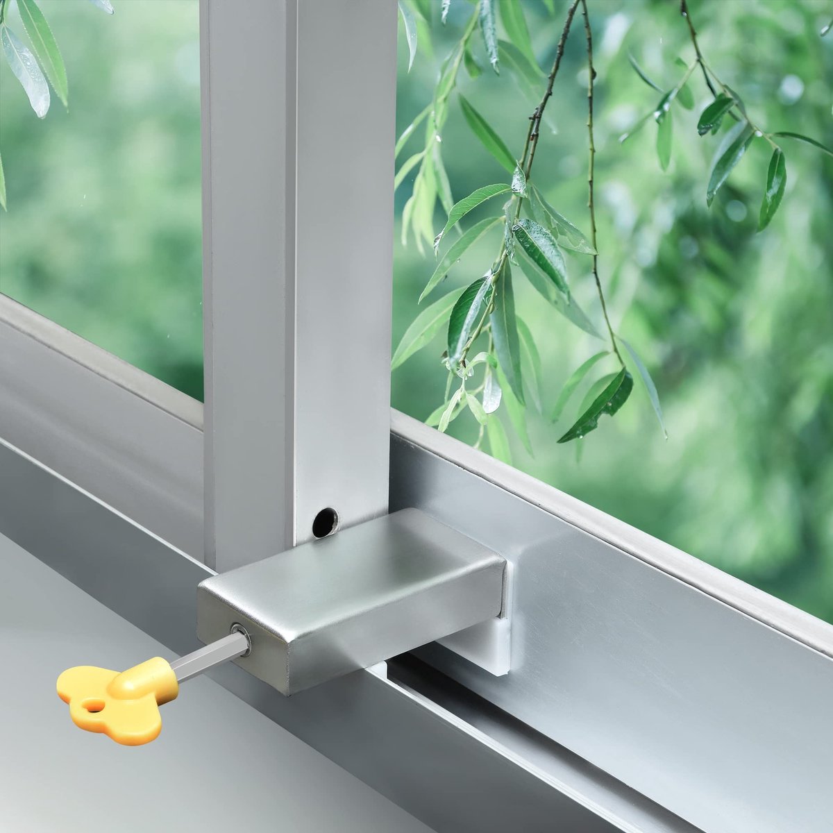 Dailygoods- Deurslot Veiligheidsslot - Deurslot met Sleutel - Deurslot voor Schuiframen - Deurslot voor Kinderen - Aluminiumlegering - Veiligheidsbegrenzer - Raamvergrendeling