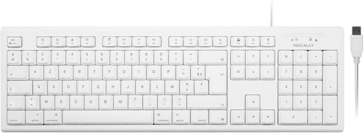 USB Toetsenbord - Numeriek Toetsenbord AZERTY - Productief Werken - Franse AZERTY Indeling - 105 Toetsen - Wit