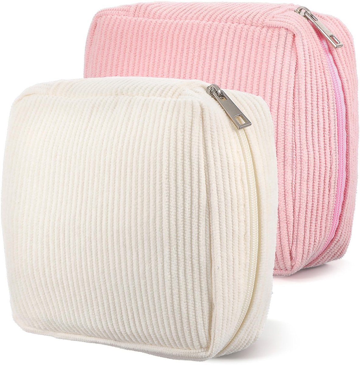 Dailygoods- Opbergtas Draagbaar - Menstruatiezakje - Padhouder - Corduroy - 2 Stuks - 13x13x5 cm - Menstruatiezak