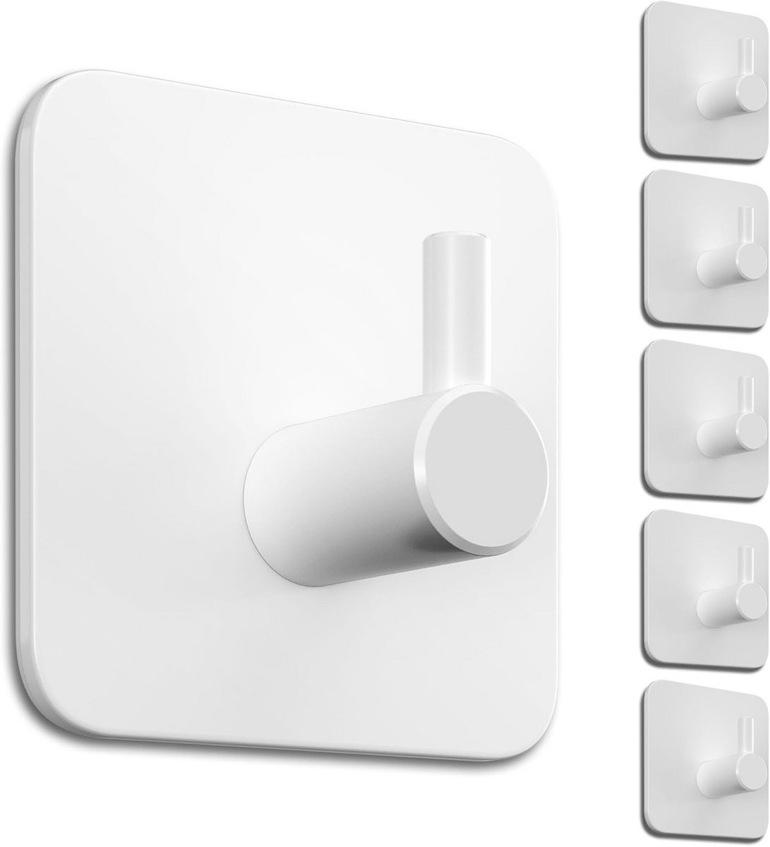 Handdoekhaakjes - Zonder boren - Badkamer Organisatie - Roestbestendig staal - 6 stuks - W