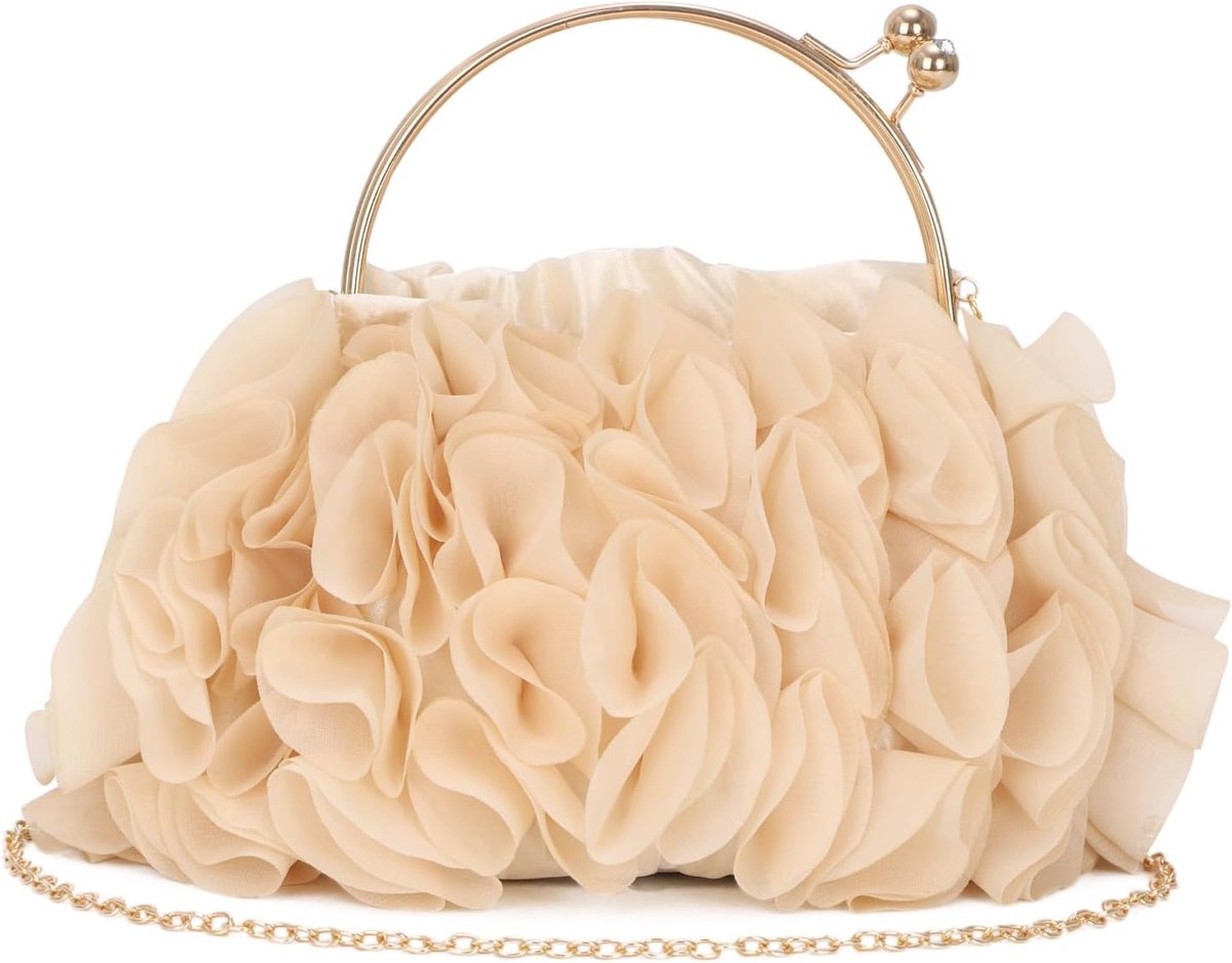 Dames Avondtas - Bloem Clutch - Feestelijk Gebruik - Romantisch 3D Bloemontwerp - 25 x 23 cm - Meerdere Kleuren