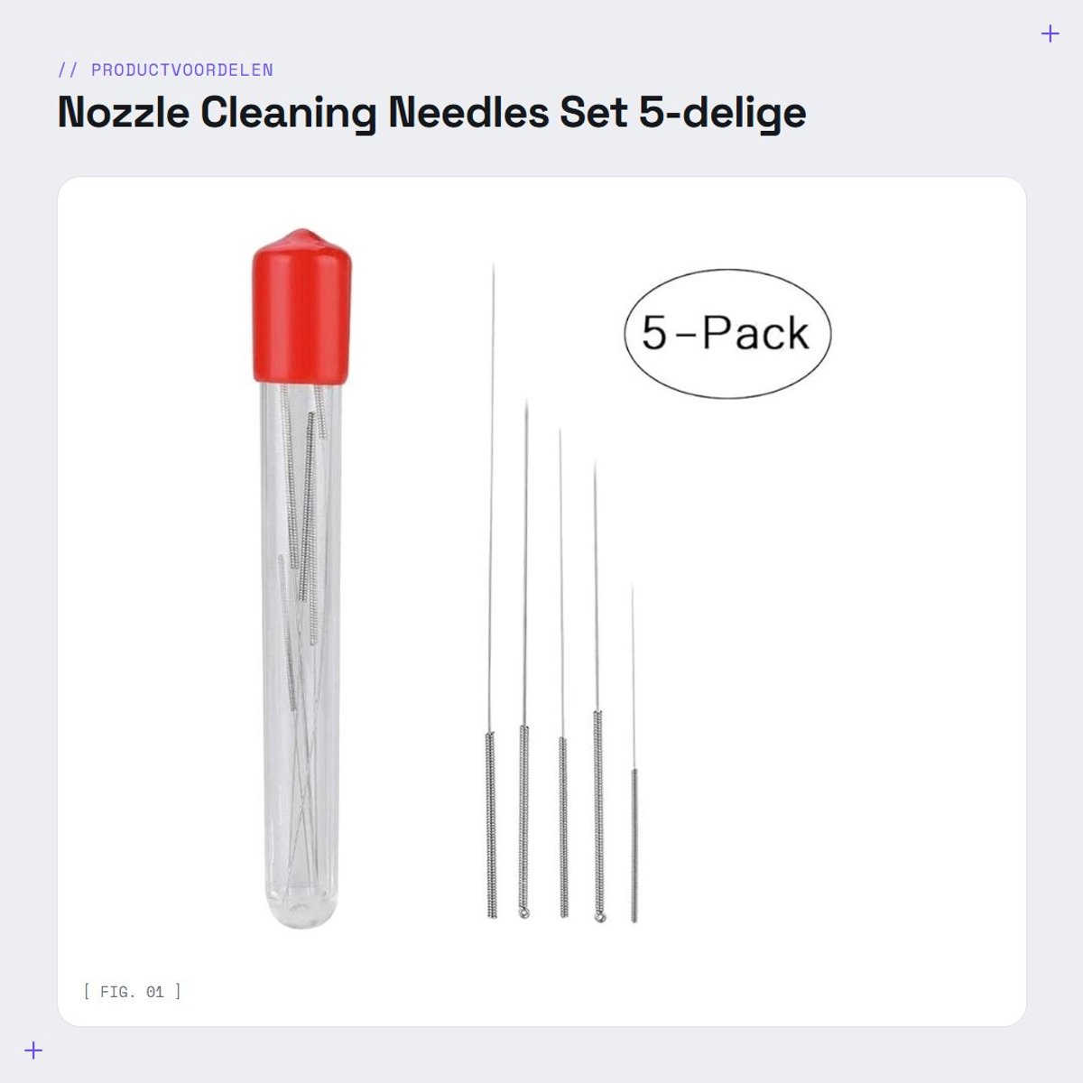 Dailygoods- Nozzle Cleaning Needles Set - 5 Stuks - Roestvrij Staal - Flexibel - Voor 3D Printer - Verbeterde Printkwaliteit - 11.5 x 1.5 cm - 3D Printer Cleaning Kit