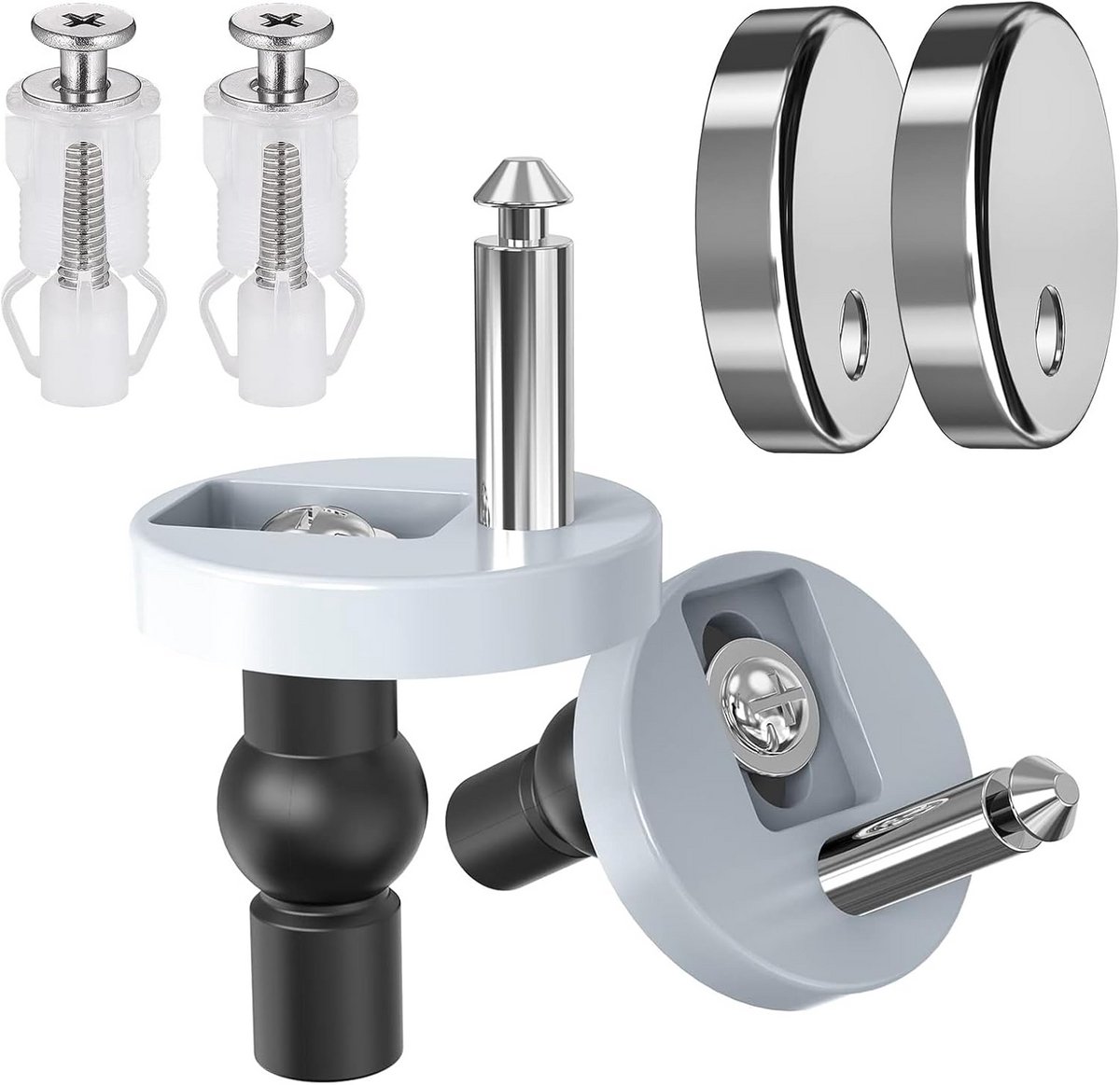 Toiletbril bevestigingen - Scharnieren Toilet - Toilet Reparatie - Universele Pasvorm - 2 Stuks - Zwart en Zilver