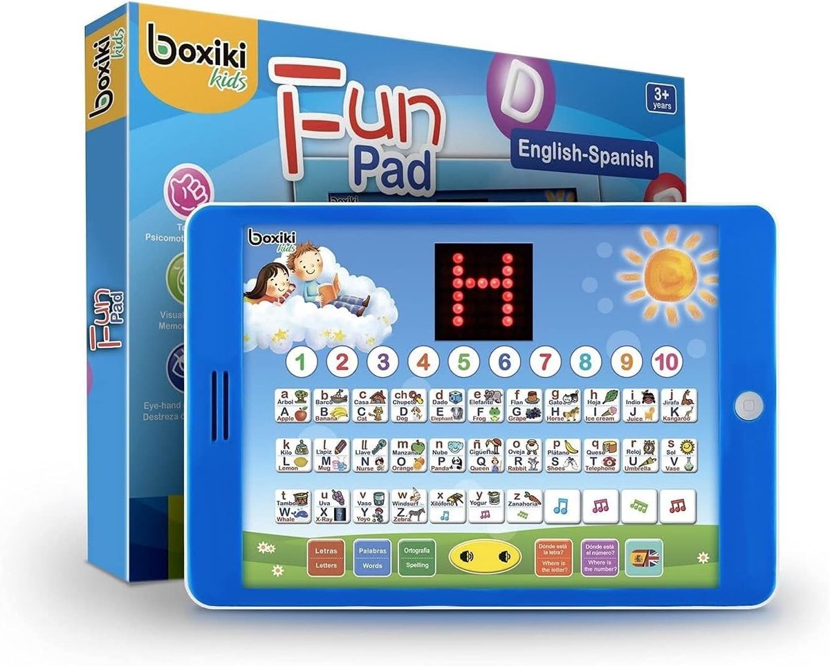 Leertablet Kinderen - Educatief Speelgoed - Talen Leren - Tweetalig Engels Spaans - 23.88 x 18.29 cm - Meerkleurig