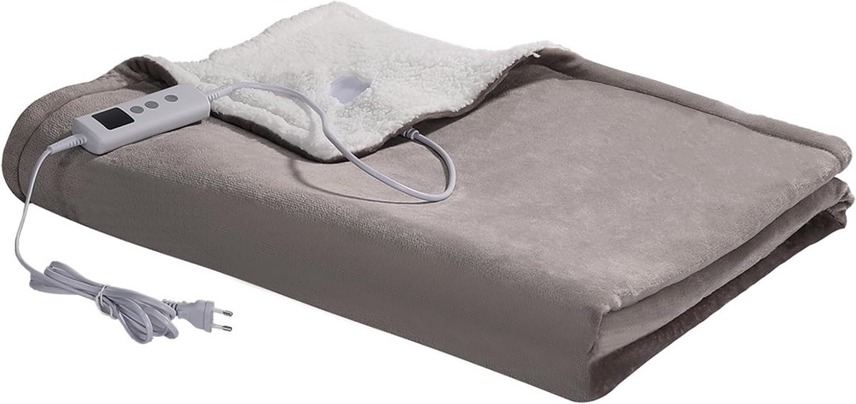 Elektrische deken - Verwarmde deken - Warmte en comfort - Snelle opwarming - 180 x 130 cm - Lichtgrijs