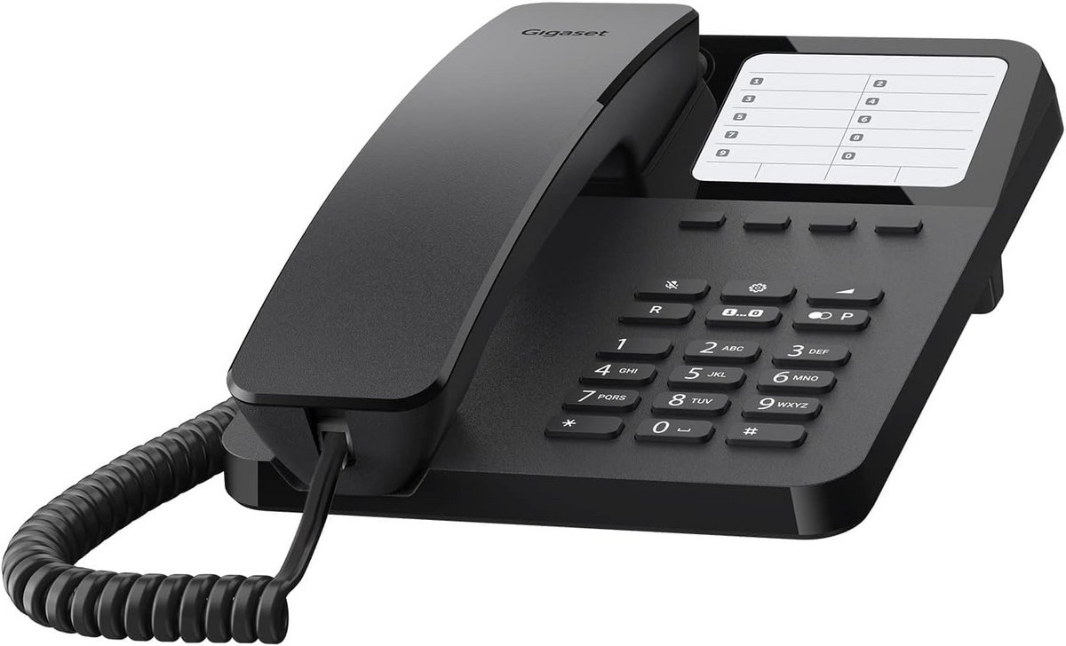 Vaste Telefoon - Bureautelefoon - Thuiswerken Kantoor - Gehoorapparaat Compatibel - 10 Snelkeuzes - Zwart