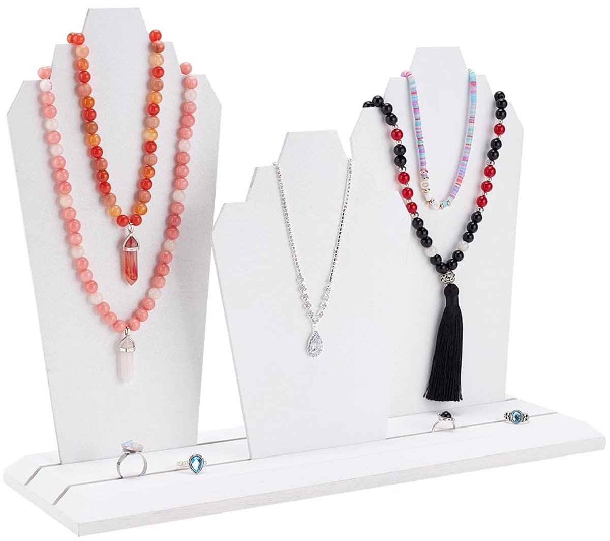 Dailygoods- Sieradenstandaard Houten - Sieradenhouder voor Kettingen - 3 Panelen - 6 Necklaces - 12,5 x 40 x 30 cm - Ruimtebesparend
