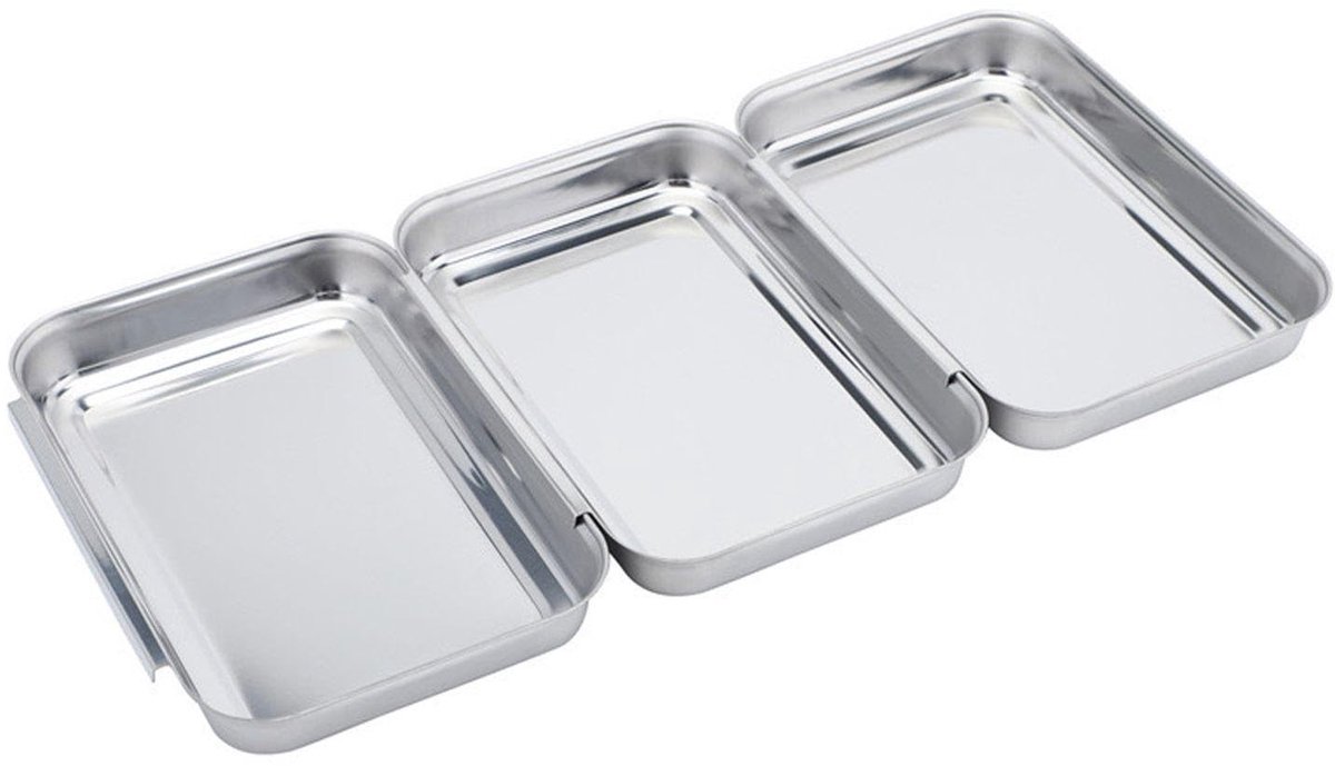 Dailygoods- Platte Borden - 3-delige Set - Roestvrij Staal - Rechthoekig - Keukenaccessoires - Duurzaam en Makkelijk te Reinigen - Serveerschaal