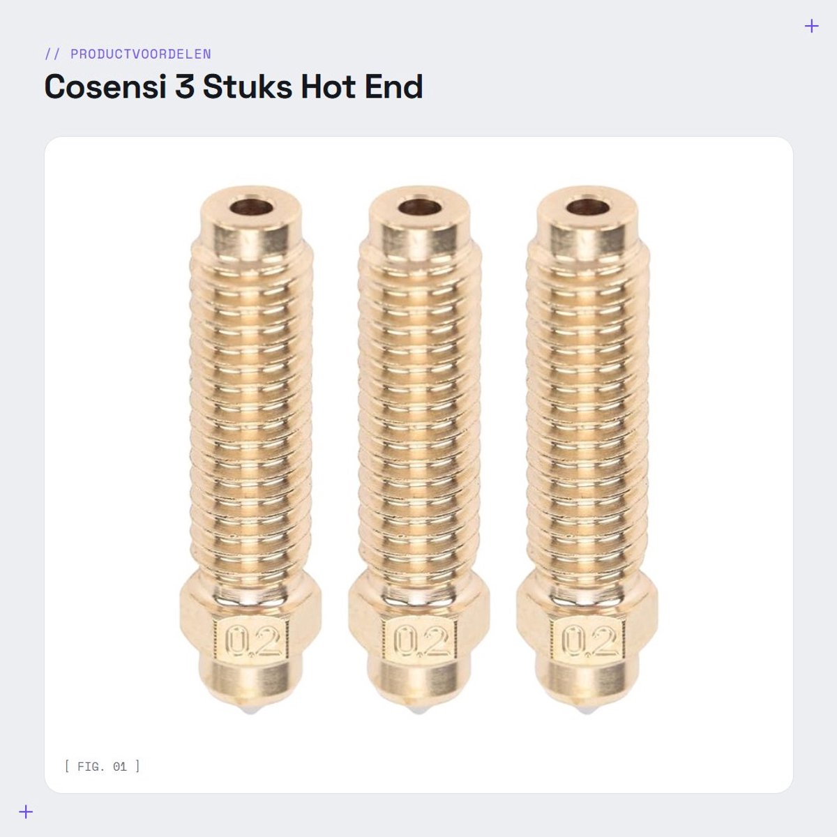Dailygoods- Nozzles 0,2 mm - 3 Stuks - Messing/Gehard Staal - Slijtvaste - Hoge Doorstroom - Temperatuur tot 320°C - 3D-printer Mondstuk