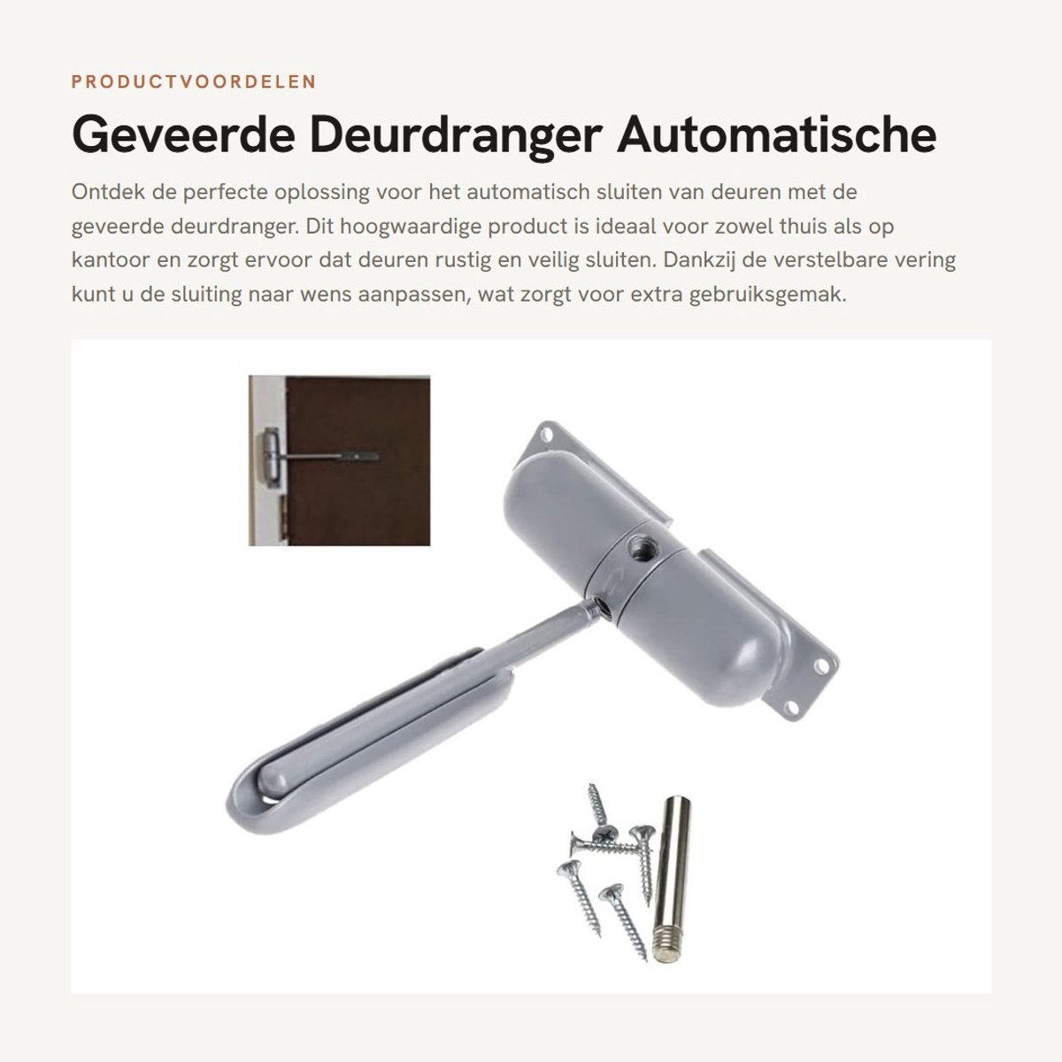 Dailygoods- Deurdranger Automatisch Sluiten - Opbouw Deurdranger - Verstelbare Schroeven - Hoogwaardige Metalen Schaal - Geschikt voor Branddeuren - Eenvoudig te Installeren - Deursluiting