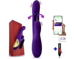 SlipperyHeights® Driesa 3-in-1 Rabbit Vibrator voor Vrouwen met App – G Spot & Clitoris Stimulator – 21 Standen – Inclusief Mini Vibrator – Waterdicht – Paars