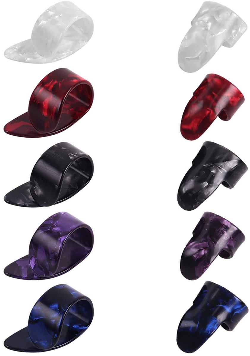Dailygoods- Duimplectrum Set 10 Stuks - Kunststof Vingerplectrums - Celluloid Gitaarvingerpicks - Comfortabel - Duurzaam - Verschillende Kleuren - Vingerpicks