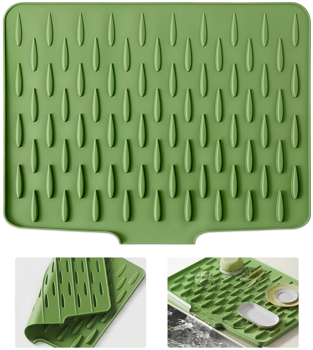 Dailygoods- Afdruipmat Siliconen 36x28cm - Antislip - Hittebestendig - Droogmat - Gootsteenmat - Geluidsisolatie