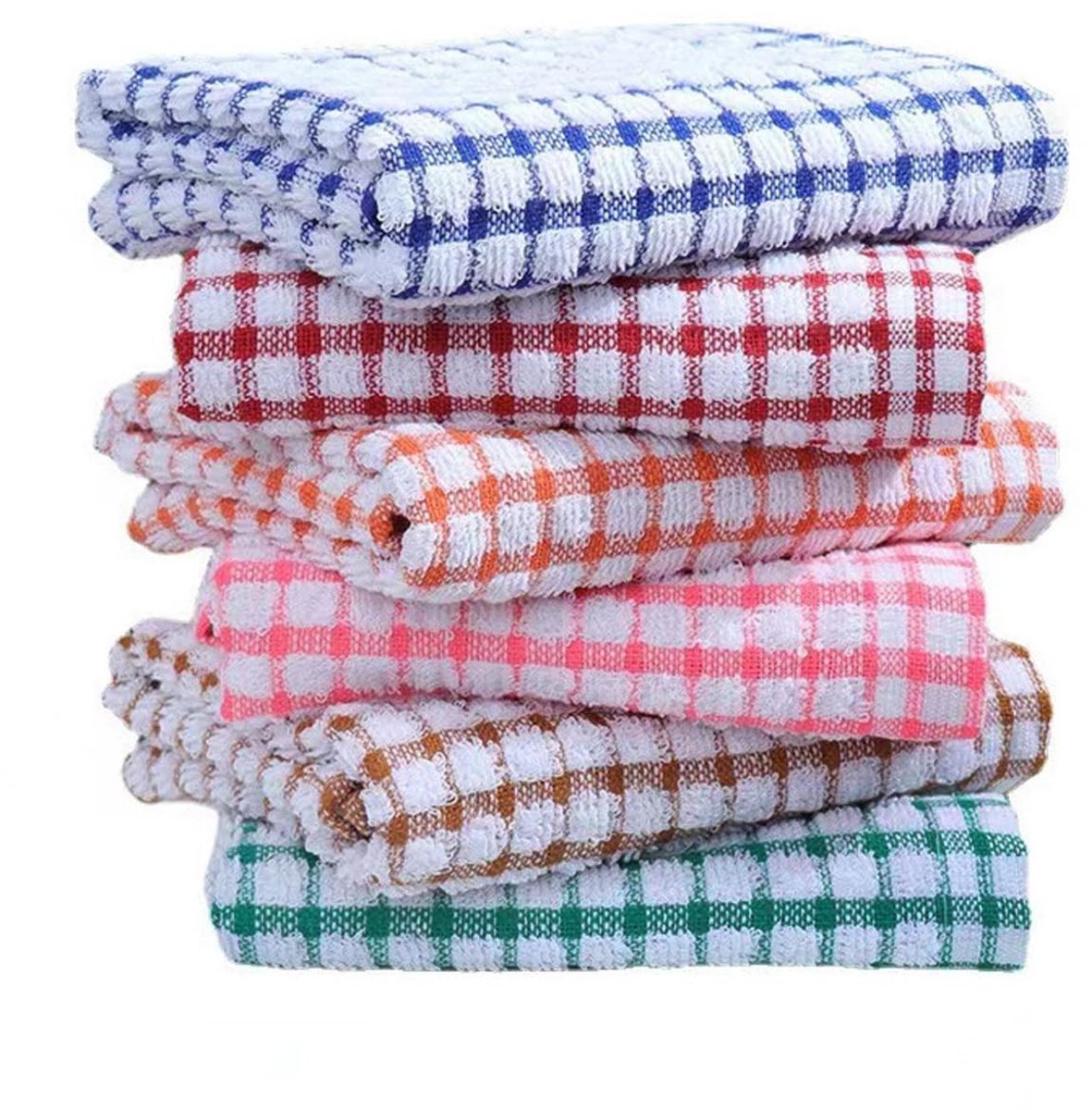 Dailygoods - Set van 6 Geruite Keukendoeken - Sterke Waterabsorptie - Zachte Textuur - Veelkleurig - Duurzaam Ontwerp - Geschikt voor Thuisgebruik - 2...