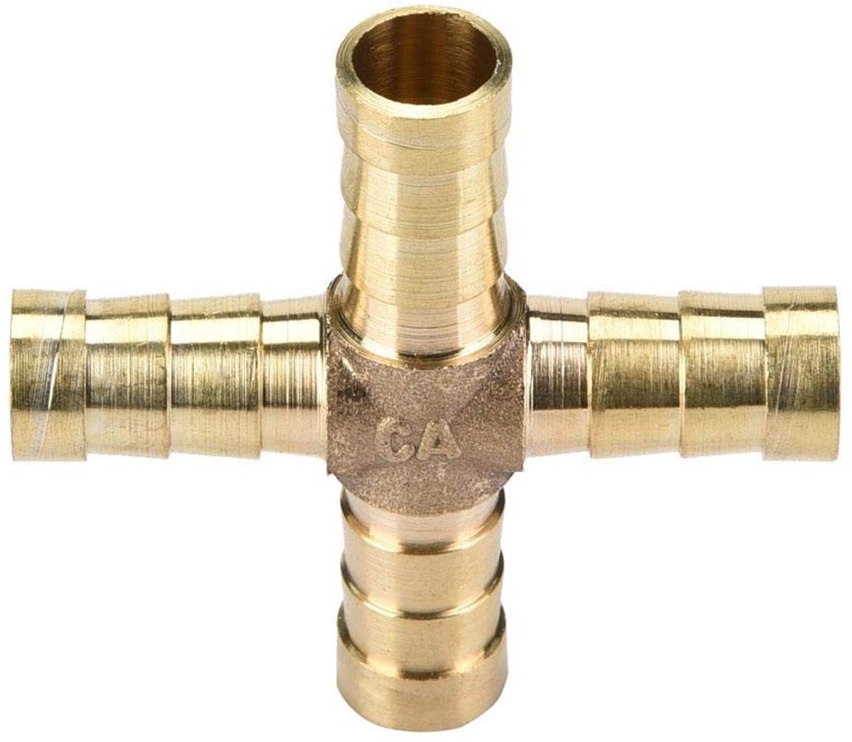 Dailygoods- T-Stuk 4-voudig - Messing - 6/8/10/12 mm - 5 Stuks - Voor Lucht/Water/Gas - Scherpe Barbs voor Snelle Verbinding - Connector