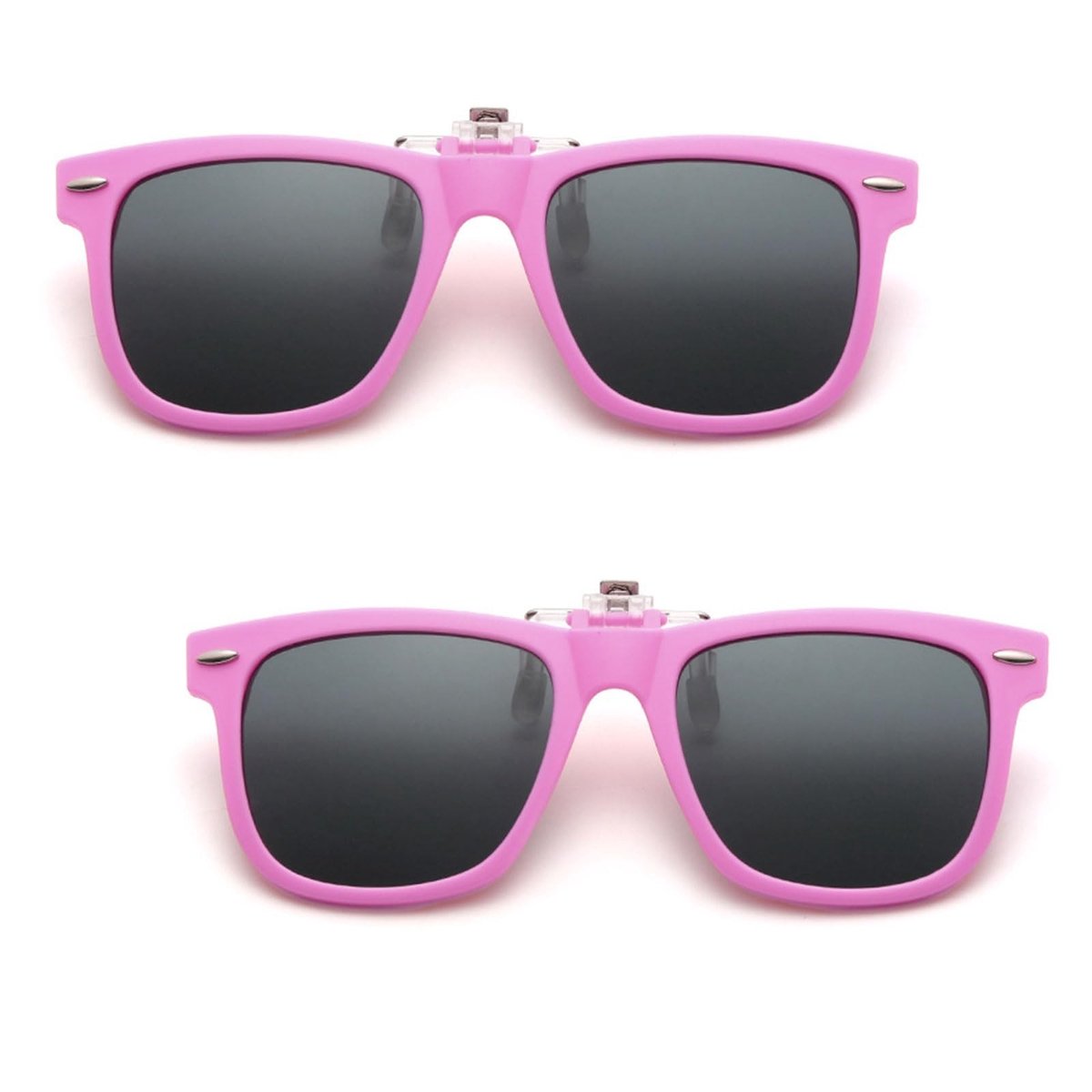 Dailygoods- Zonnebril Kinderen - 2 Paar Gepolariseerde Zonnebril - UV400 Bescherming - Clip-On - Roze - Krasbestendig Materiaal
