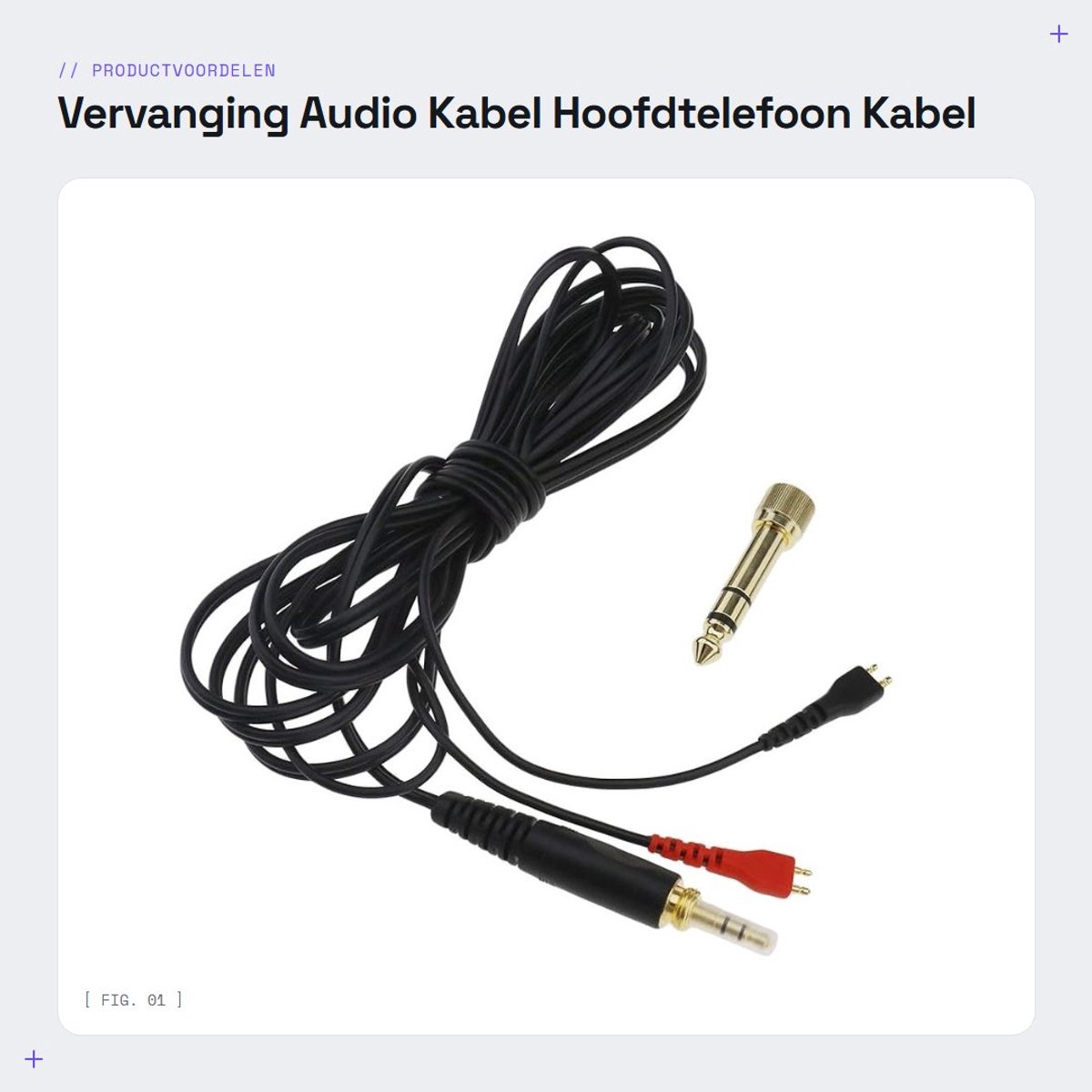 Dailygoods - Vervanging Audio Kabel - Hoofdtelefoon Kabel - 2.5m Lengte - Zwart - Compatibel met Sennheiser - Perfecte Vervanging